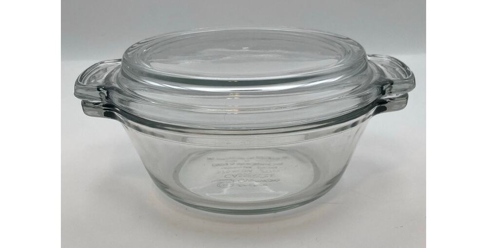 Vintage Anchor Hocking Glass Ovenware 5.75 Inch Clear Casserole Dish with Lid